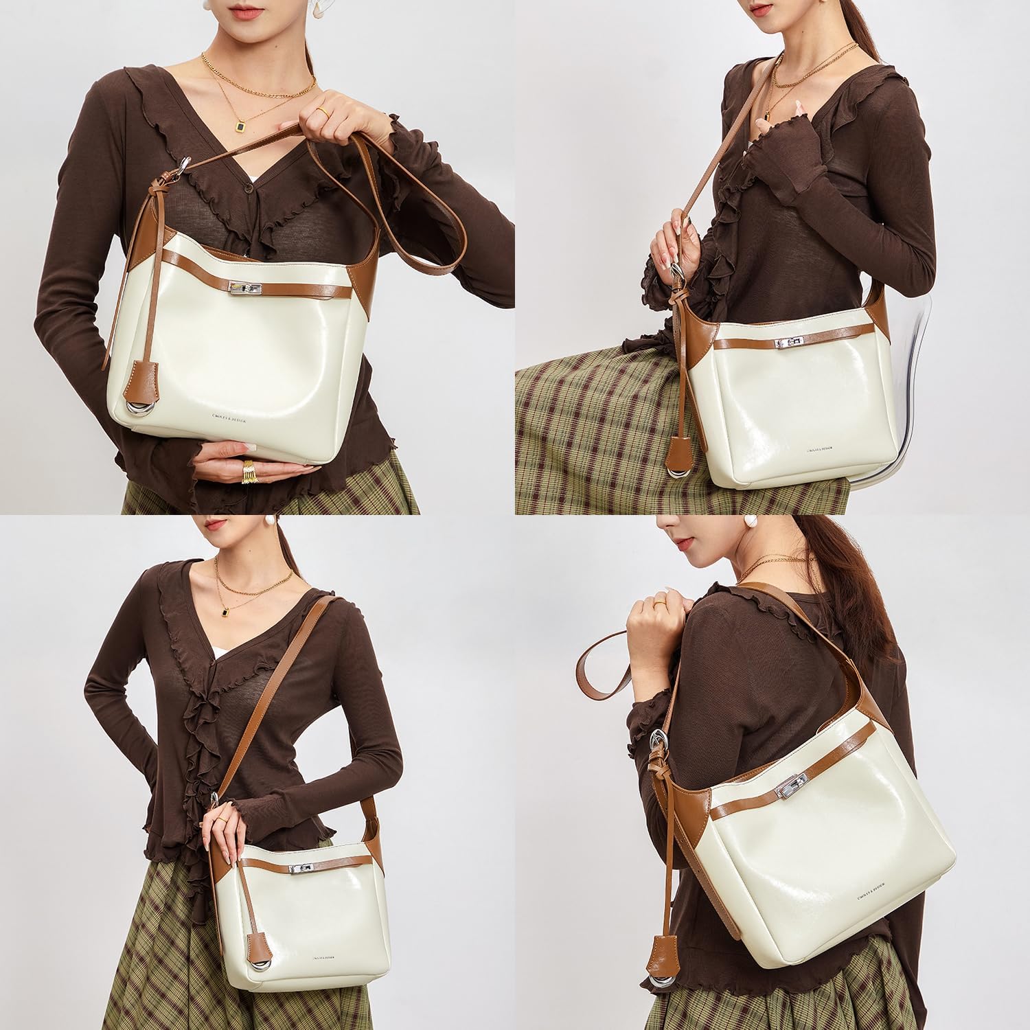 Cnoles Hobo Shoulder Bag For Women Fashion Leather Tote Satchel Crossbody Bags Ladies Handbag And Purses - Image 2