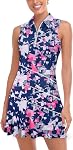 Misyula Robes de tennis pour femmes, Robe athlète avec short 2Pockets Robe d'entraînement de golf sans manches Polo Zip Up XS-XL