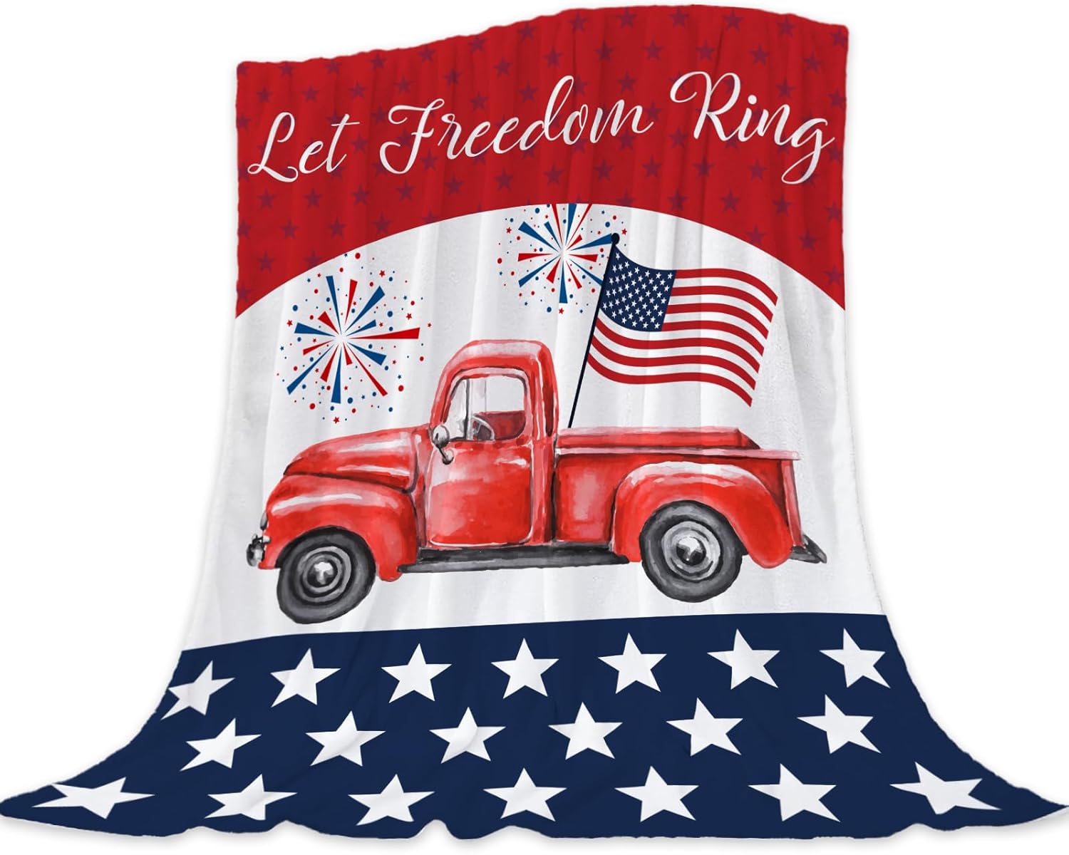 Neatee Living Patriotic Large Throw Blanket 4th of July Memorial Day Fourth of July America Freedom Veteran Blanket Couch Bed Stars Stripe Red White Blue Fleece Blanket Home Decorations 50x70