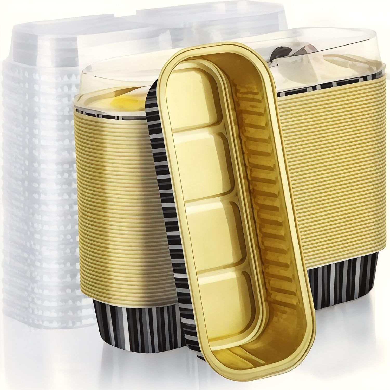 Convenient Mini Loaf Pans with Lids -Aluminum Foil Baking Containers for Cupcakes, Cheesecakes, and More - 200ml Rectangle Tins for Delectable Treats! (Black) (Same, 5, Piece)-image-34