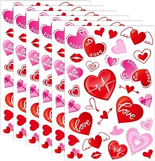 NEBURORA 174 Pcs Valentine's Day Window Clings PVC Stickers 6 Sheets Heart-Shape Window Glass Decal for Valentine's Party Decorations