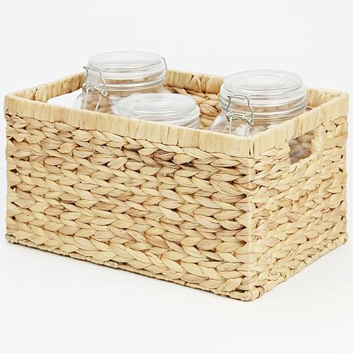 Miniatura 5 de Casaphoria Cestas de almacenamiento de jacinto irregular, cuadradas, grandes, tejidas a mano, naturales, canastas de jacinto de agua duraderas con