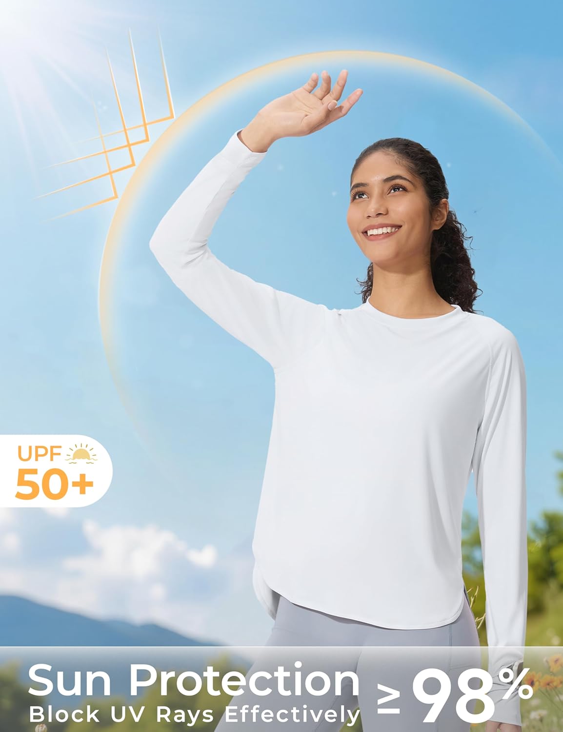 Women's Sun Shirts UPF 50+ Long Sleeve Uv Protection Shirts Lightweight Quick Dry SPF Clothing Outdoor Hiking Tops - Image 3