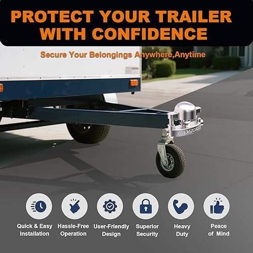 Miniatura 3 de Cerradura de enganche de remolque, bloqueo de acoplador de remolque resistente, cerraduras de enganche de remolque de acero antirrobo, cerraduras