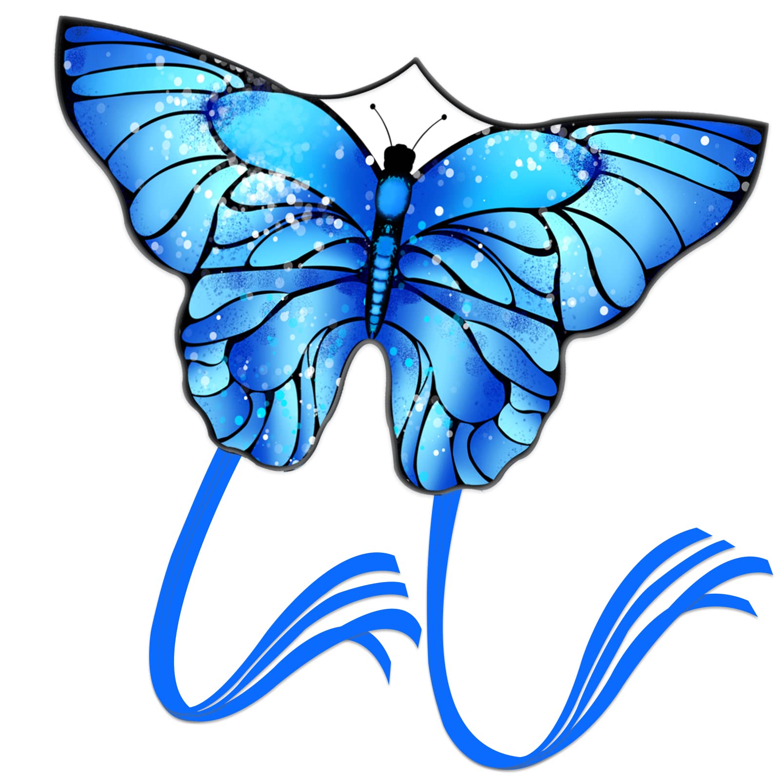 Flying HooferColourful butterfly kite for children and adults (55 x 29 inches) - easy to fly for beach, beginners and family fun, large single-line kite with 300 ft cord handle.