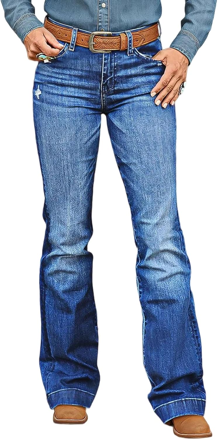 Flamingals Boot Cut Jeans for Women Trendy Stretch Jeans Butt Lifting Tummy Control Denim Pants