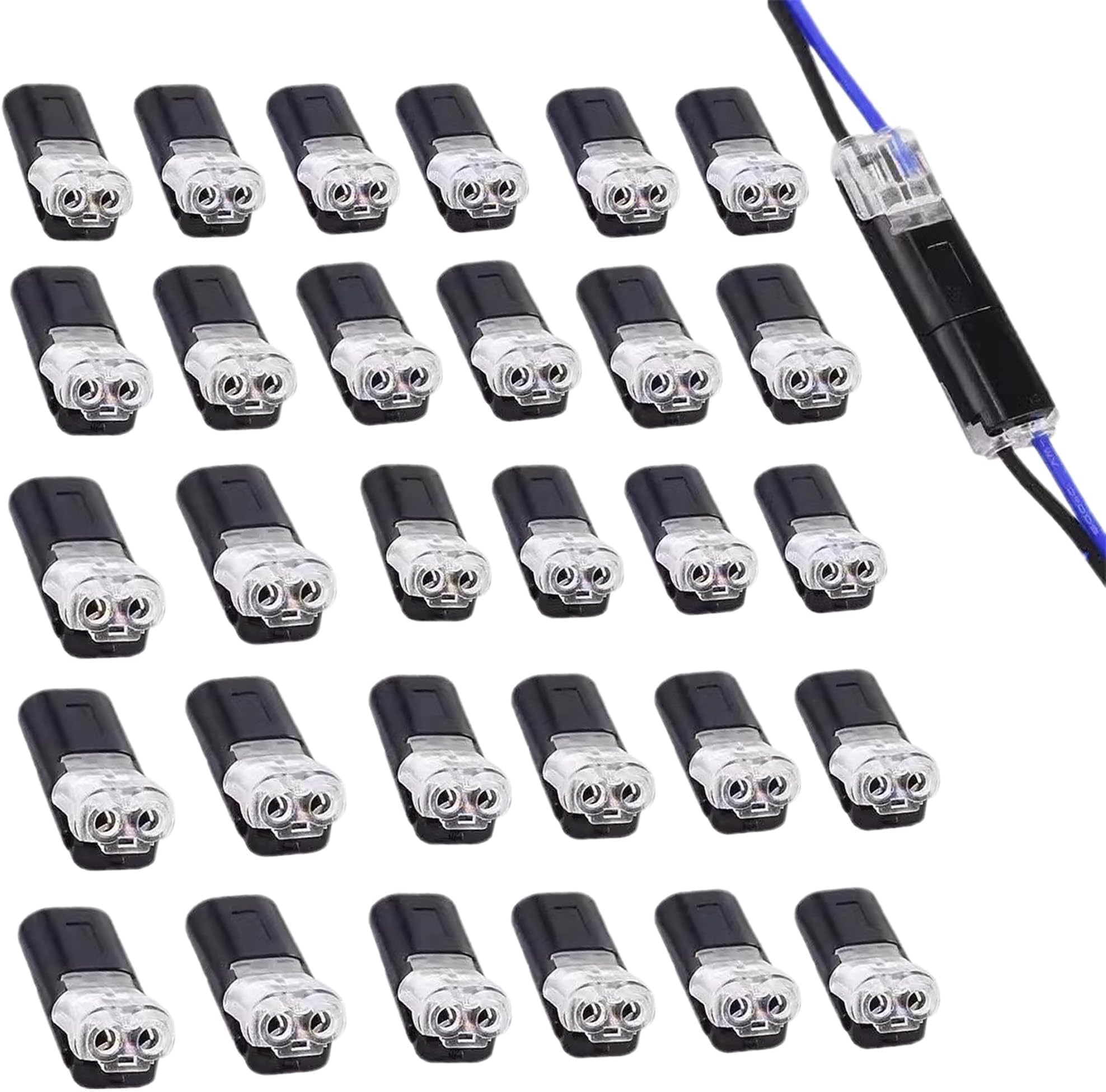 X spring Push Fit Wire Connectors, 30 PCS Quick Electrical Terminals with 2 Pin Push Type Design, Secure Crimp Connection and Peel Secure Crimp Connection for Wiring Projects