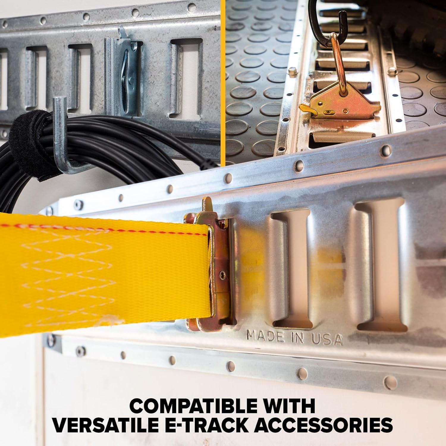 US Cargo Control E Track, Made in USA, 12 Gauge Steel 8 FT Galvanized E Track Rail, Horizontal ETrack Rails for Trailers, Garages, Cargo Vans, 6,000 Pounds Break Strength Per E-Track Slot