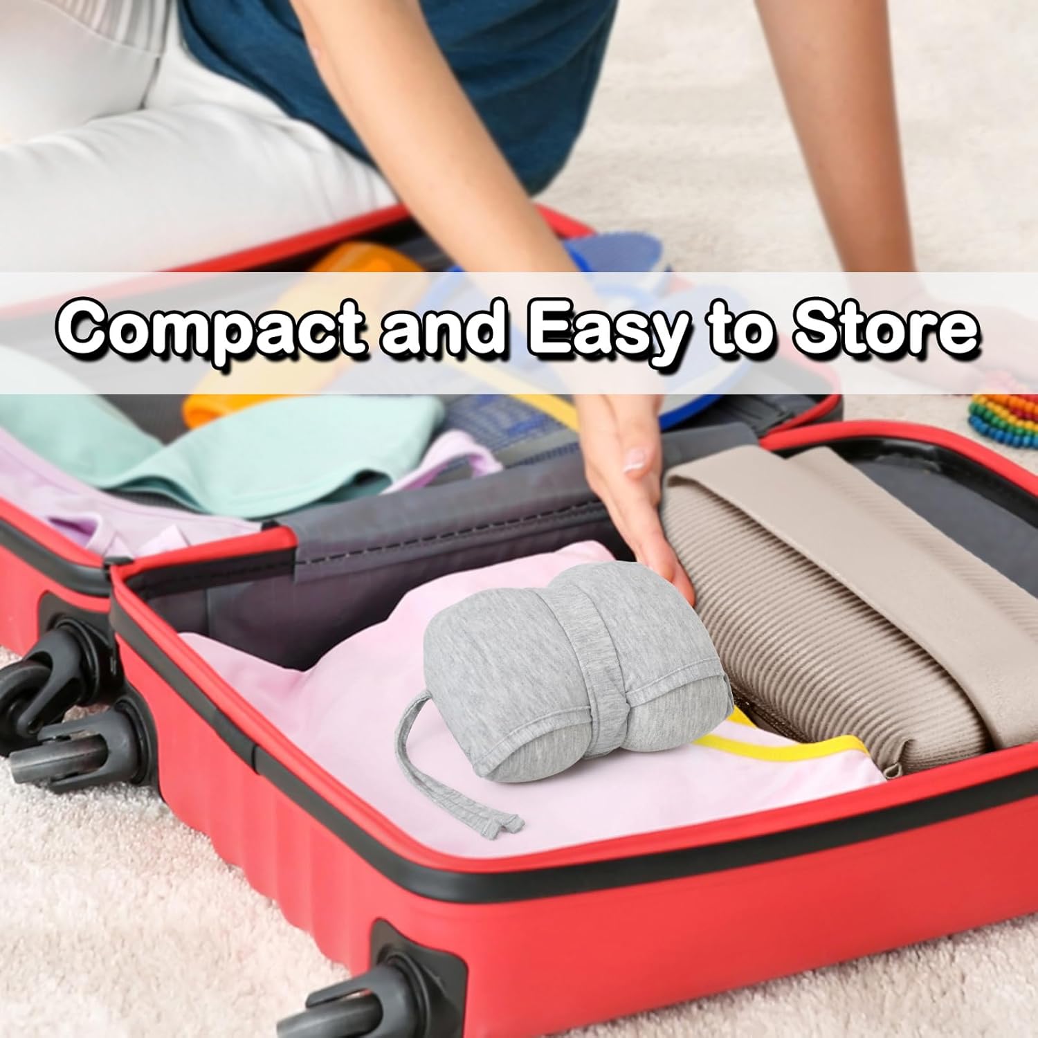 Love&go Portable Small Travel Pillow, Made with Soft Memory Foam Pillow and Breathable Cover, for Backpacking Hiking, Camping, Airplane and Car Trip (Gray) - Image 6