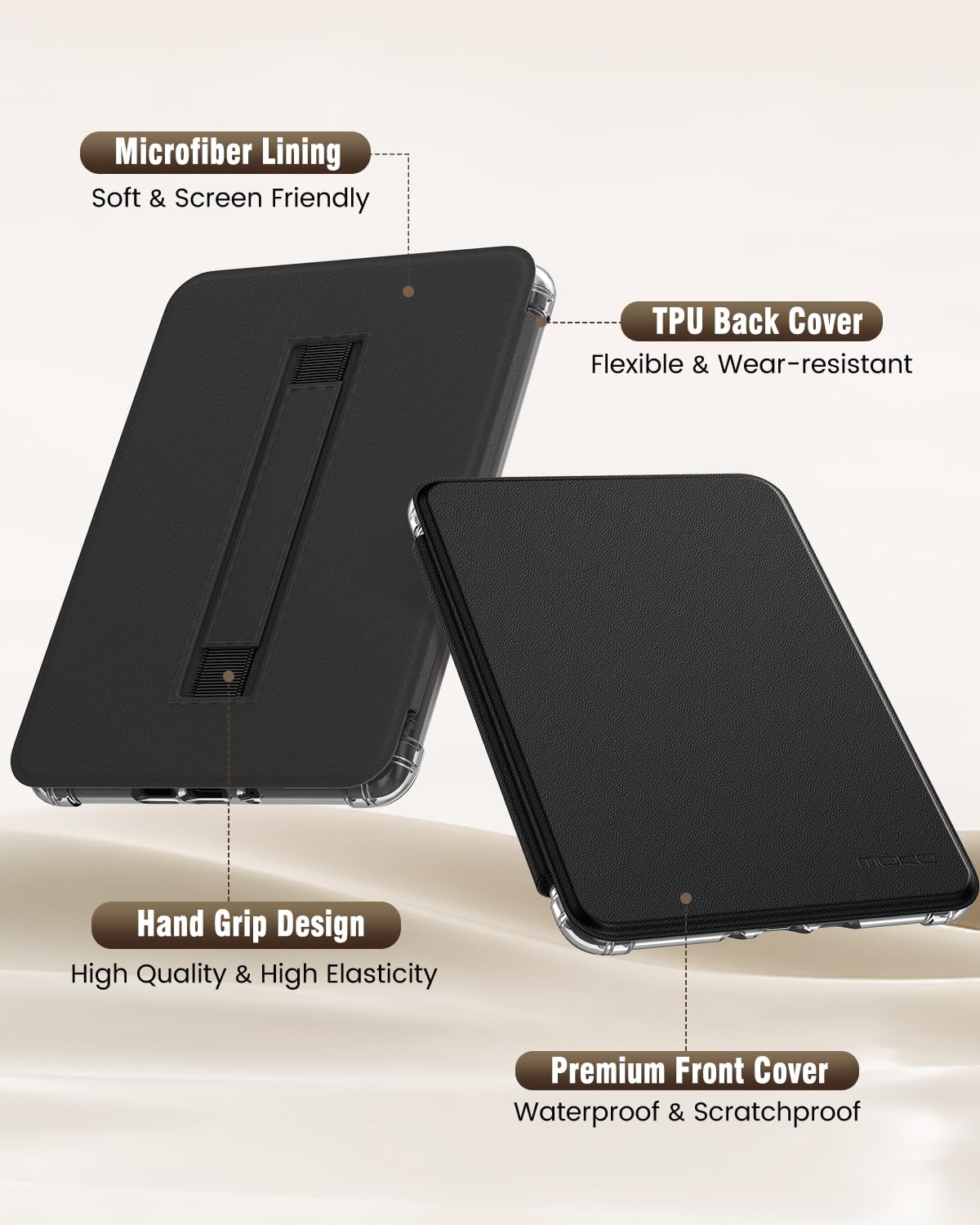 MoKo Coque pour 7" Kindle Paperwhite 12e Gén 2025/2026 & Kindle Colorsoft 2024/2025, Ultra Clair Souple et Coque Arrière Pailletée en TPU, Ne Convient Pas Kobo Libra, Noir