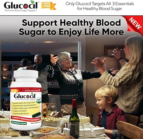 Miniatura 7 de Glucocil Cápsulas vegetarianas - Soporte prémium para el azúcar en la sangre - Soporta los 3 elementos esenciales para un azúcar en sangre saludable