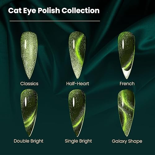 Miniatura 4 de Esmalte de uñas de gel de ojo de gato, esmalte de uñas de gato verde puro, esmalte de uñas de gato brillante Holo Aurora 9D, esmalte de uñas