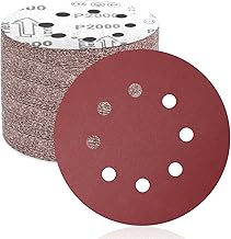 FEIHU Paper Sanding Discs 125 mm. 8 Holes, 50 Pieces Sanding Discs: Perforated Sanding Discs Hook and Loop 125 mm Grit 2000 for Random Orbital Sander, Sanding/Polishing