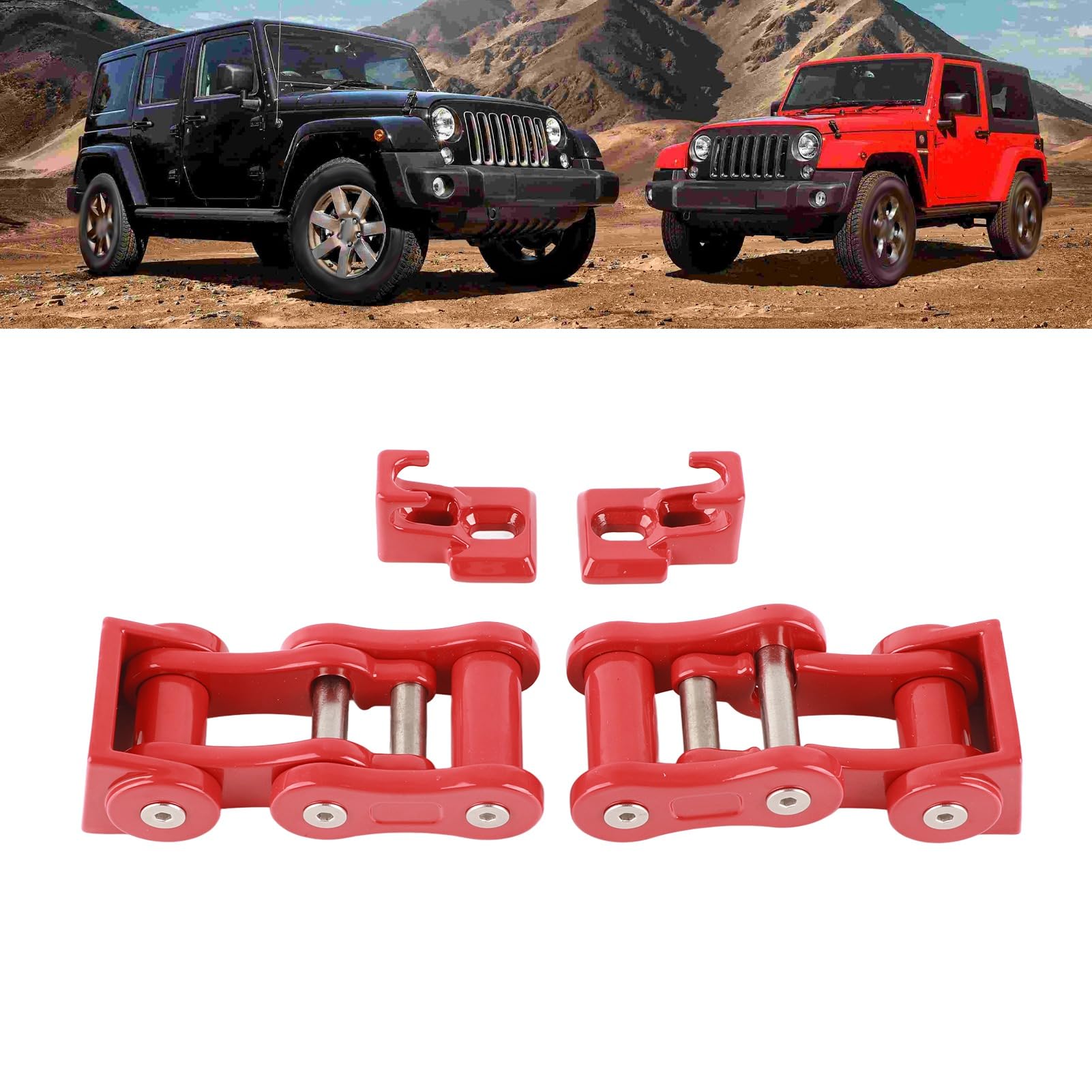 Kit di Chiusura per Cofano Durevole in Lega di Alluminio per JK JKU 2007-2018 Fibbia per Cofano Motore Stile Fuoristrada 4 Pezzi (rosso)