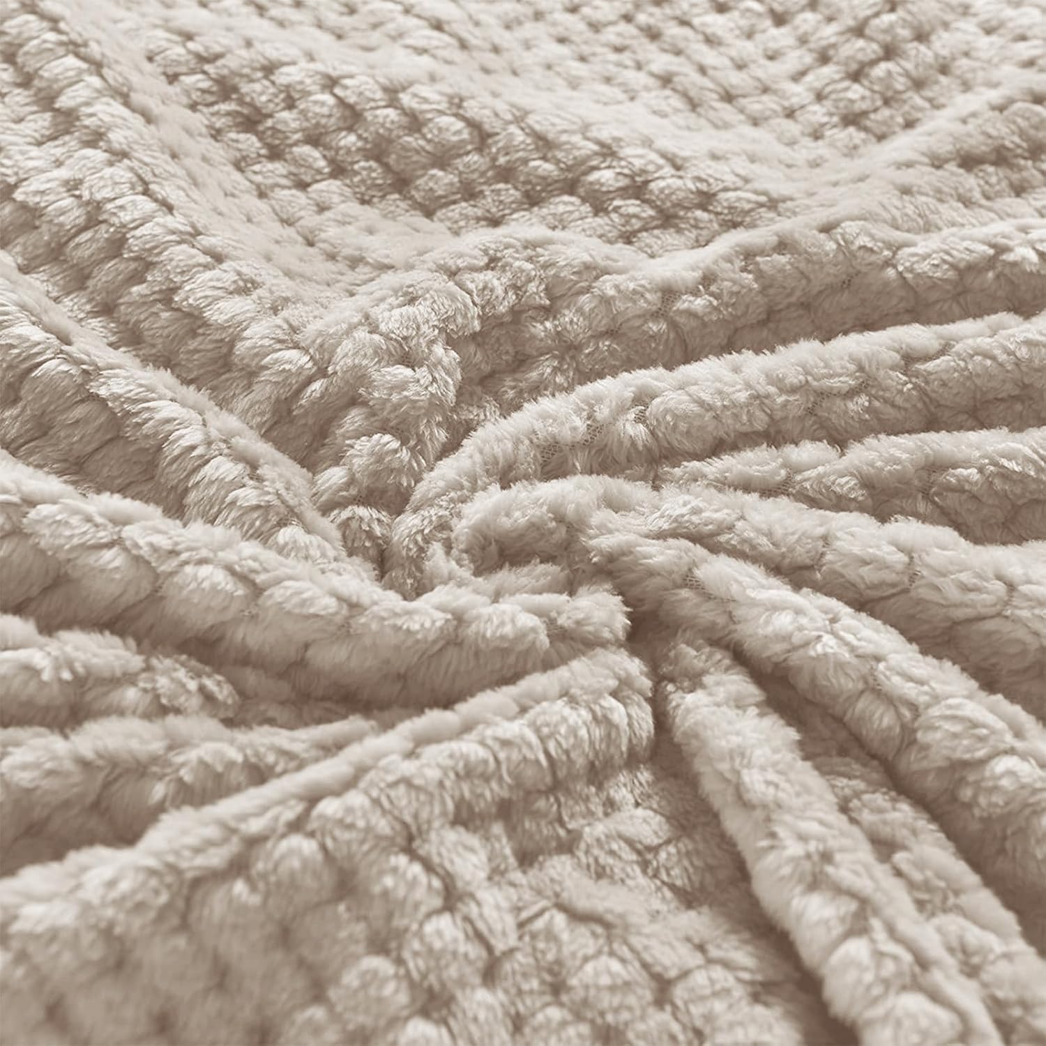 Exclusivo Mezcla Fleece Bed Blanket King Size, Super Soft and Warm Blankets for Couch, Sofa and Bed Waffle Textured, Cozy, Fuzzy and Lightweight (Tan, 90x104 Inches) - Image 8