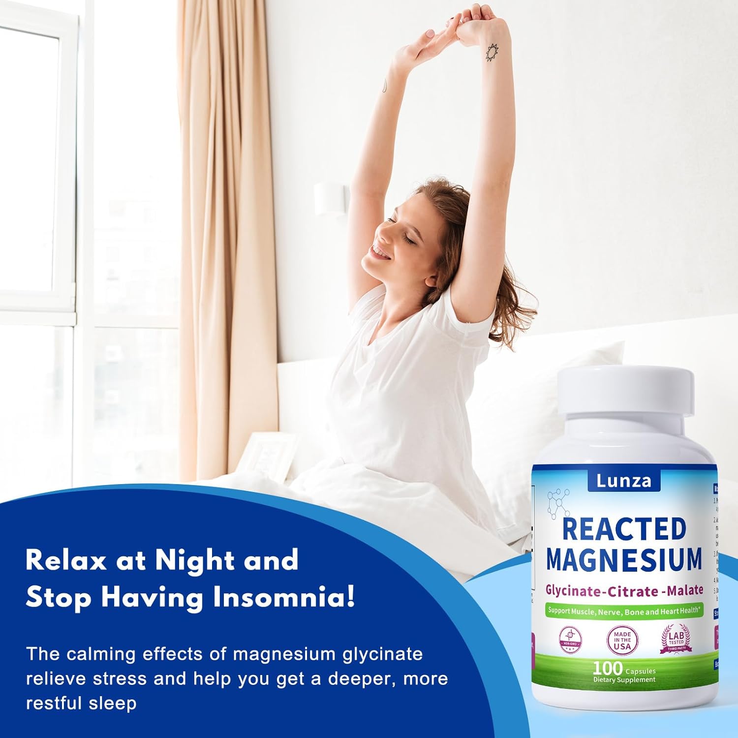 Magnesium & Potassium (100 Capsules) - 300mg Chelated Magnesium Glycinate, Malate, Citrate - Supports Better Sleep, Stress Reduction, and Muscle Relief - Image 2