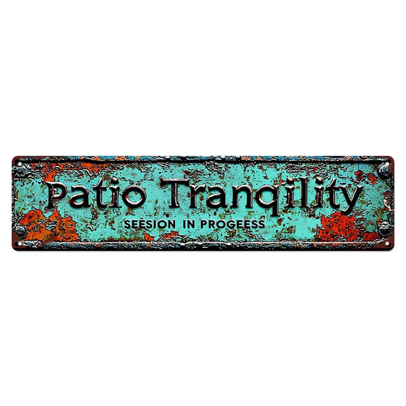 Jdyaojiesheng Vintage Patio Tranquility Session In Progress Tin Sign Retro Metal Wall Decor Metal Poster, Home Bar Garage Farmhouse Cafe Wall Art Decoration 4X16inch