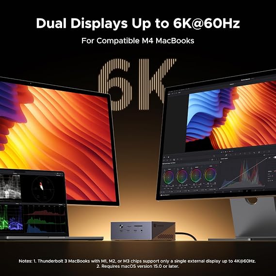 UGREEN Maxidok Thunderbolt 5 Docking Station, Revodok 17-in-1 TB5 Dock, 120Gbps Max Transfer, 8TB NVMe SSD Slot, Single 8K, Dual 6K@60Hz, 140W Max Charging, 2.5GbE & USB C to HDMI 2.1 Cable (2m)