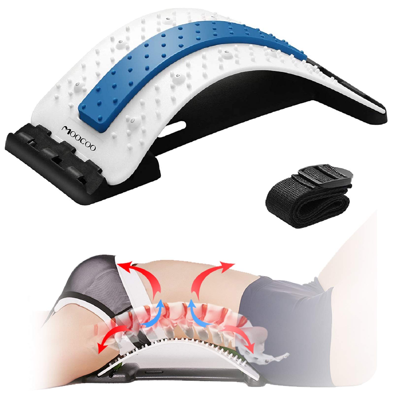 Back Stretcher, Moocoo Lower Back Pain Relief Device with MultiLevel Back Cracker Back