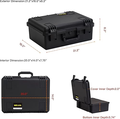 Miniatura 5 de MEIJIA Funda compacta compacta resistente al agua portátil con espuma de ajuste personalizable, 21.2 x 16.0 x 8.3 pulgadas, negro elegante