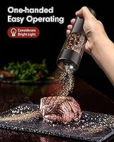 Vista 2 de TOMEEM Juego de molinillo eléctrico de sal y pimienta de mayor capacidad, recargable con luces LED, molinillo automático de pimienta y sal de acero