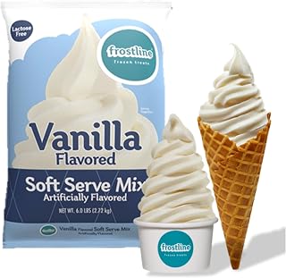 Frostline Vanilla Soft Serve Mix 6 lb Bag - Lactose Free, Gluten Free, Kosher | Just Add Water or Milk for Blender or Machine