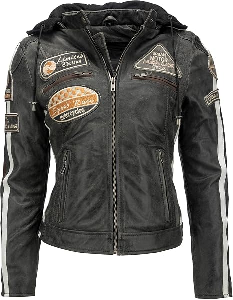 URBAN 5884 Leather Damen Leren Bikerjack Vestes Pour Femme - 1