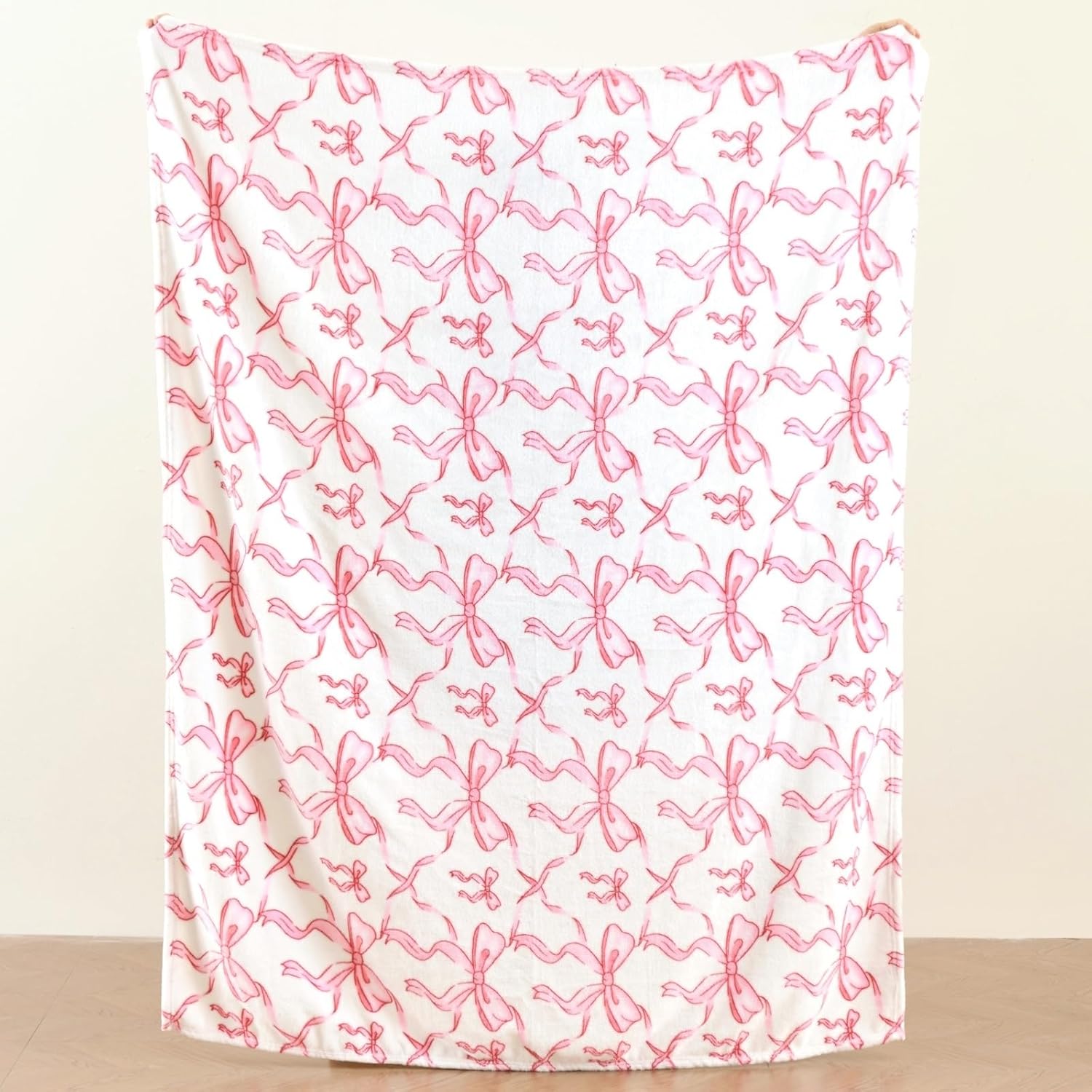 Pink Bow Throw Blanket –Easter Soft Fleece Blanket for Girls and Women, Coquette Aesthetic Room Decor for Bed, Couch, Chair, Preppy Bedroom or Gift, Cute Pink Bow Decor Blanket - Image 3