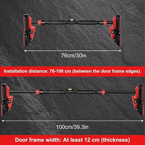 Miniatura 4 de Barra de dominadas para puerta para el hogar, 29.9-39.4 in, sin tornillos, equipo de entrenamiento en casa