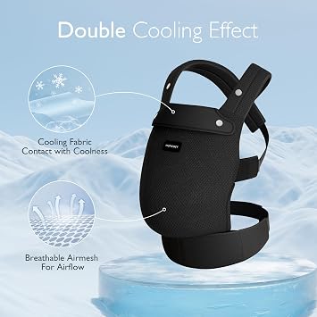 Momcozy Baby Carrier for 3-24M/3.2-20kg, Waist 64-127cm, Air Mesh-Black | IHDI certified for healthy hip development, with X shaped back for balanced support and padded leg openings for comfort