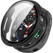 FanTEK Compatible for Samsung Galaxy Watch 8 44mm Watch Case for Women Men, Scratch Resistant Shock Absorbing Case, Black