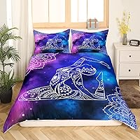 Vista 3 de Manfei Juego de funda de edredón de gimnasia para niños, tamaño matrimonial, funda de edredón bohemia con 2 fundas de almohada, juego de ropa