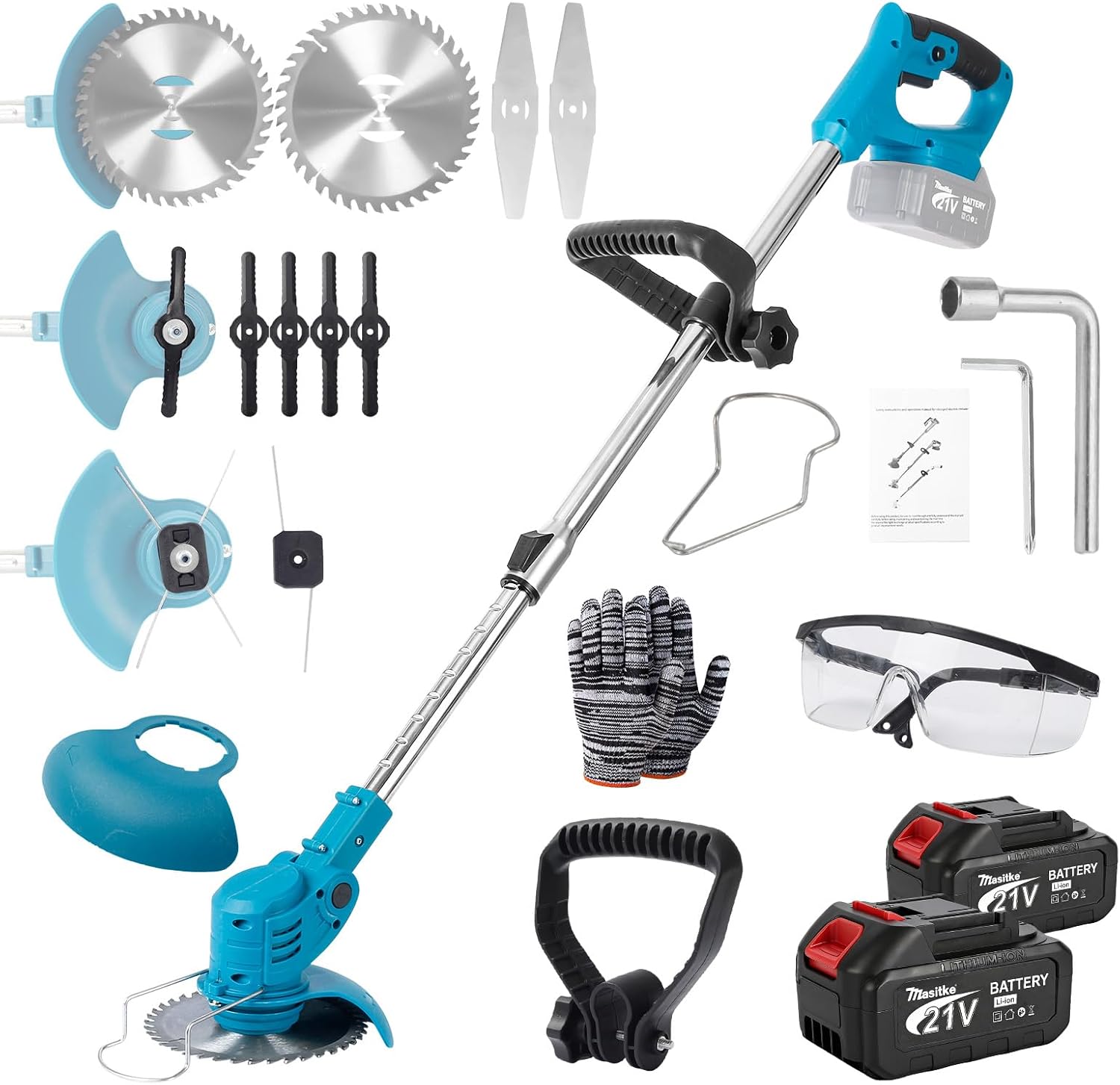 Electric Weed Wacker 21V 2×3.0Ah Battery Powered Weed Eater with Telescopic Pole, 90° Adjustable Head, Lightweight Cordless String Trimmer for Lawn Yard Trimming Outdoor Pruning Landscaping