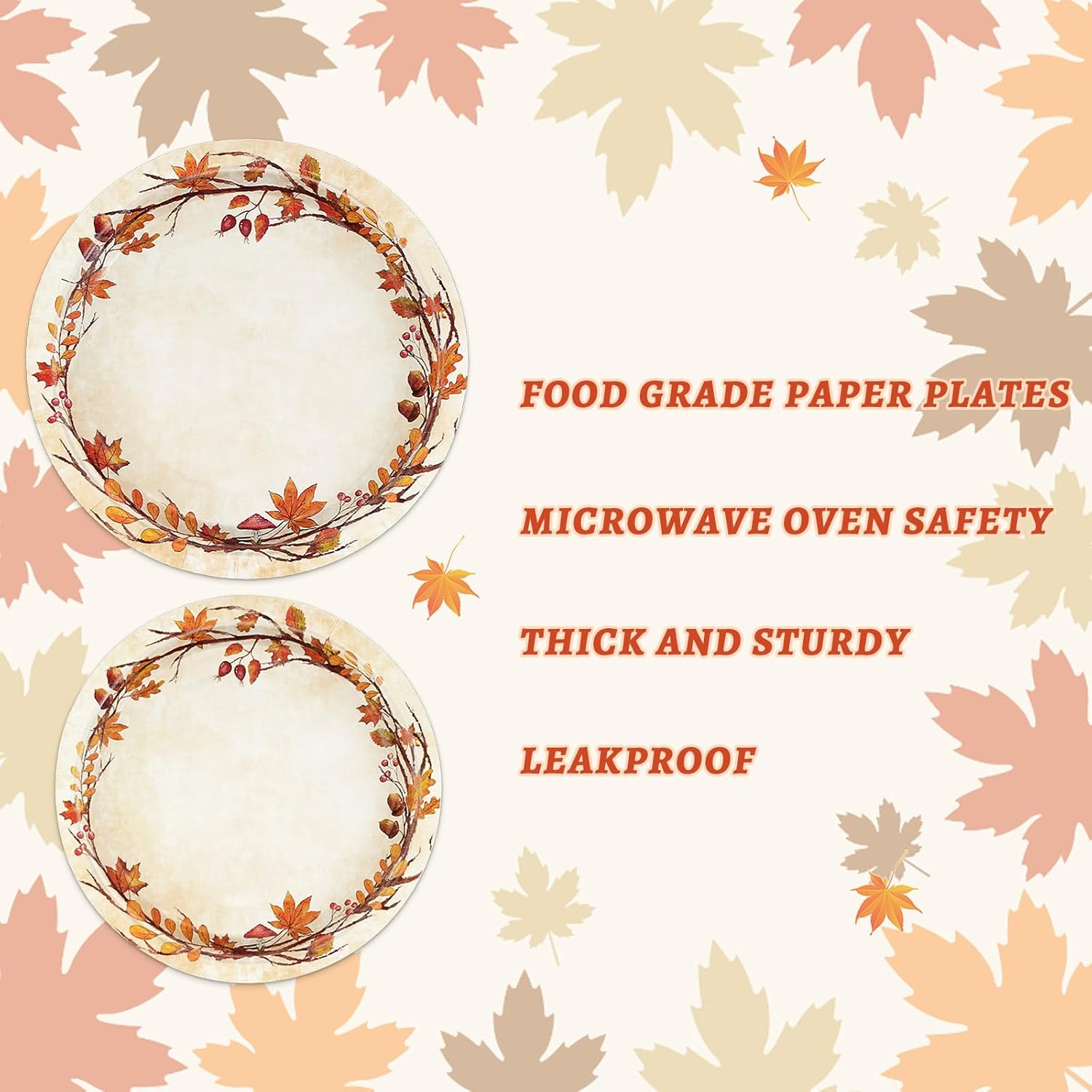 Homlouue 200 Pcs Fall Paper Plates and Napkins, Watercolor Autumn Leaves Thanksgiving Party Supplies Disposable, Fall Plates Disposable, Thanksgiving Plate and Napkins Set Serve 50 Guests