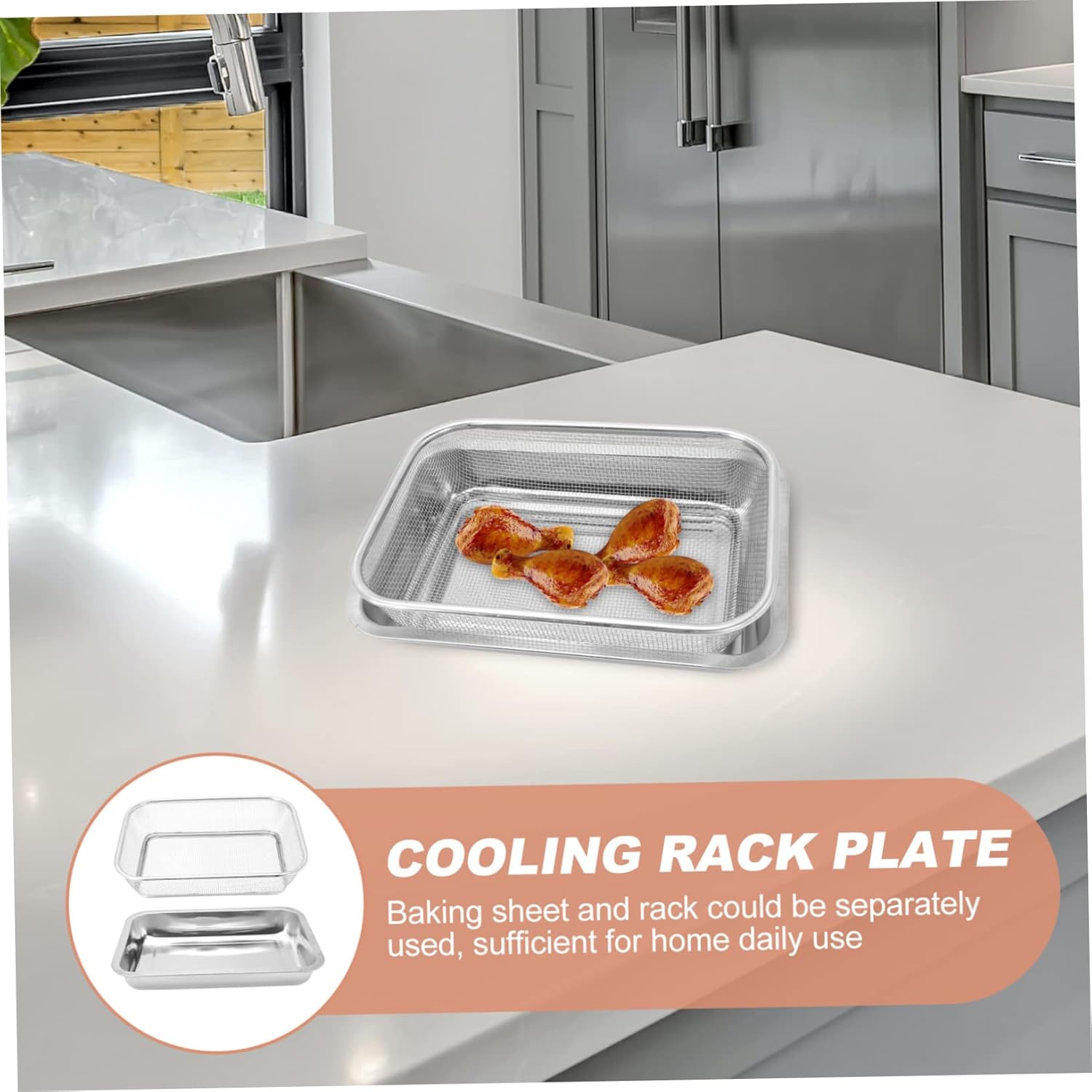 Luxshiny 2sets Stainless Steel Baking Cooling Rack for Draining Oil Water Includes Practical Bakeware for Cookies and Fried Foods and Convenient Kitchen Gadget Random Style