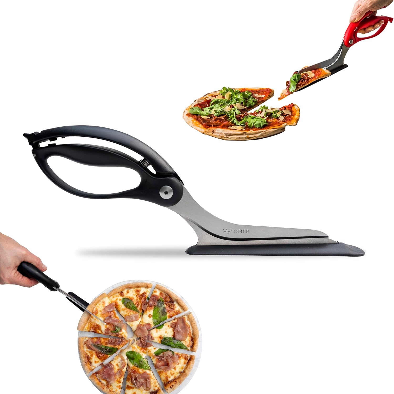 MyHoome Non-stick Pizza Scissors with Secure Grip Base – Food-Grade Stainless Steel Pizza Cutter – Cutter and Pizza Server – Easy-to-Use and Clean Pizza Cutters., Black MyHoome Non-stick Pizza Scissors with Secure Grip Base – Food-Grade Stainless Steel Pizza Cutter – Cutter and Pizza Server – Easy-to-Use and Clean Pizza Cutters., Black
