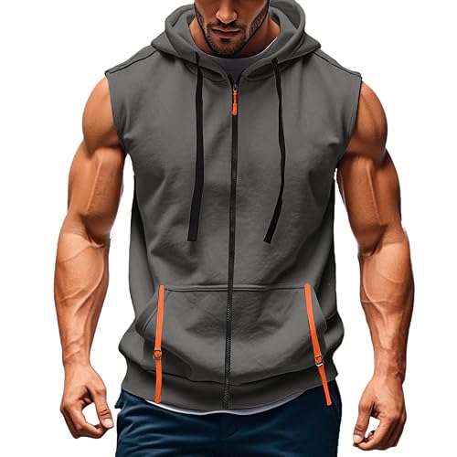 Sleeveless Hoodies For Men Summer Vest Tank Tops Zip Up
