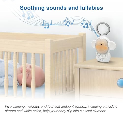 Vista 2 de VTech DM1411 Audio Monitor de bebé y chupete portátil Batería recargable de doble unidad, largo alcance, luz nocturna de brillo suave, sonidos