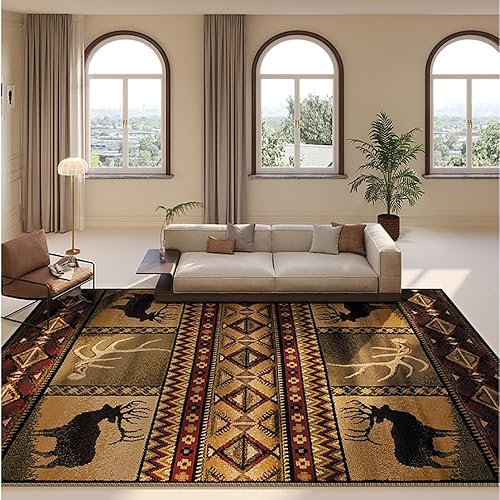 Miniatura 1 de Alfombra marroquí de ciervo negro para sala de estar, comedor, rústico, tribal, alfombra de cabaña, alfombras vintage para el hogar, oficina,