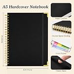 Spiral Notebook, 300 Numbered Pages Notebooks College Ruled with Contens, 100GSM Thick Journal for Women Men, Hardcover Leather Lined Journal for Writing, Large A5 Notebooks for Work School, 6" x 8"