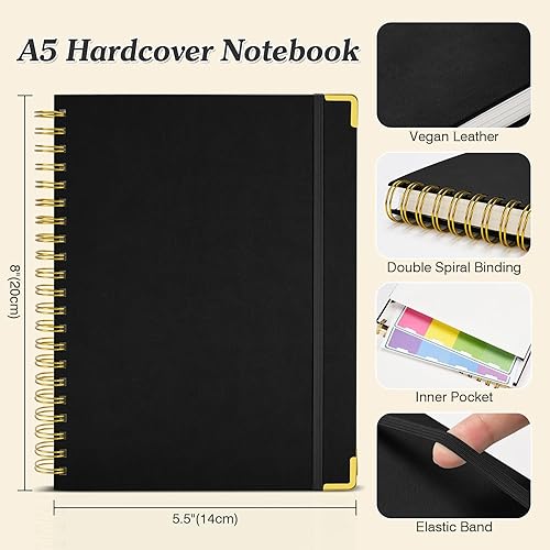 Miniatura 5 de Cuaderno de espiral, 300 páginas numeradas, a rayas universitarias con contenedores, diario grueso de 100 GSM para mujeres y hombres, diario forrado