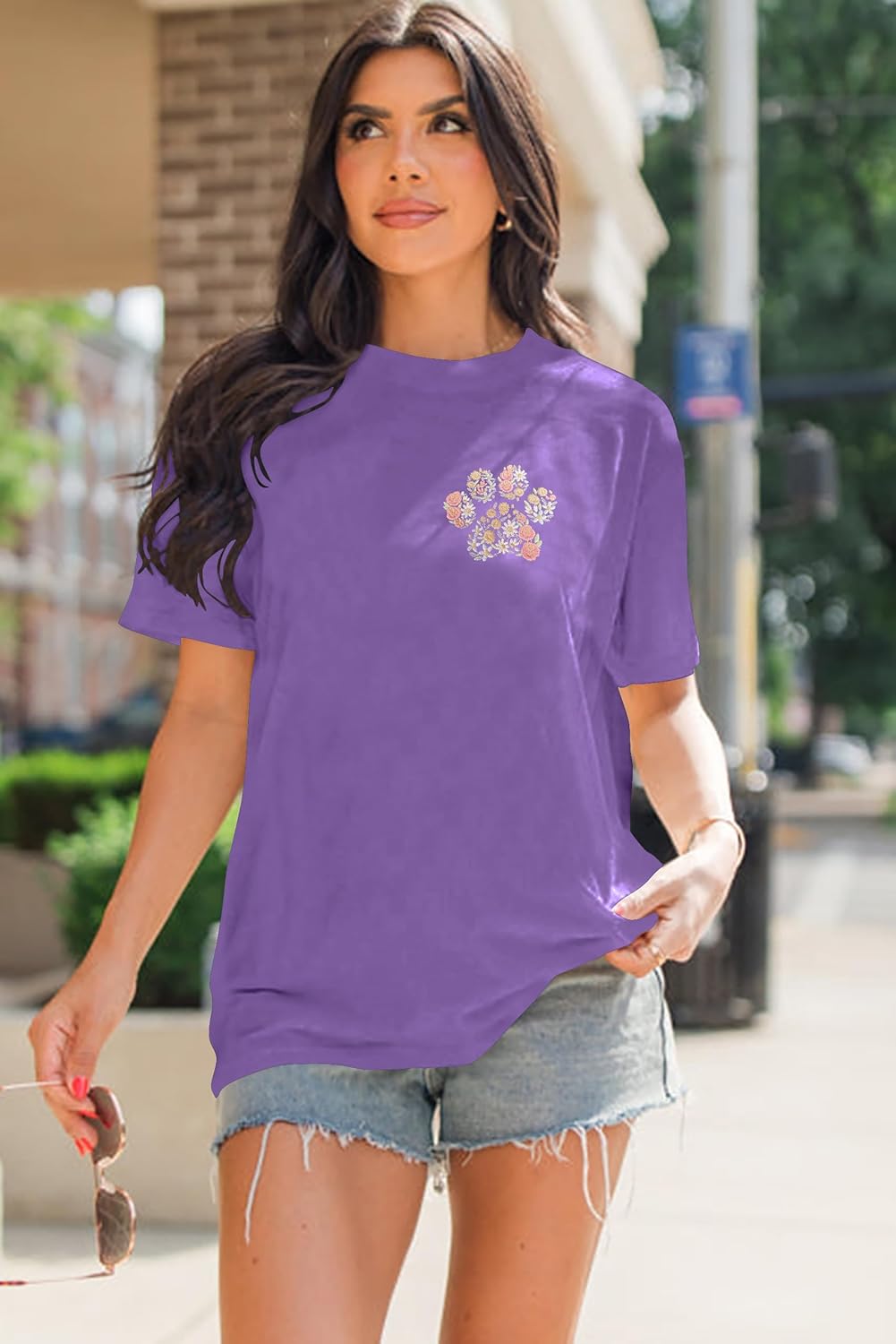 Women's Dog Paw Print Shirt: Cute Dog Mom T-Shirt with Casual Short Sleeve - Image 4