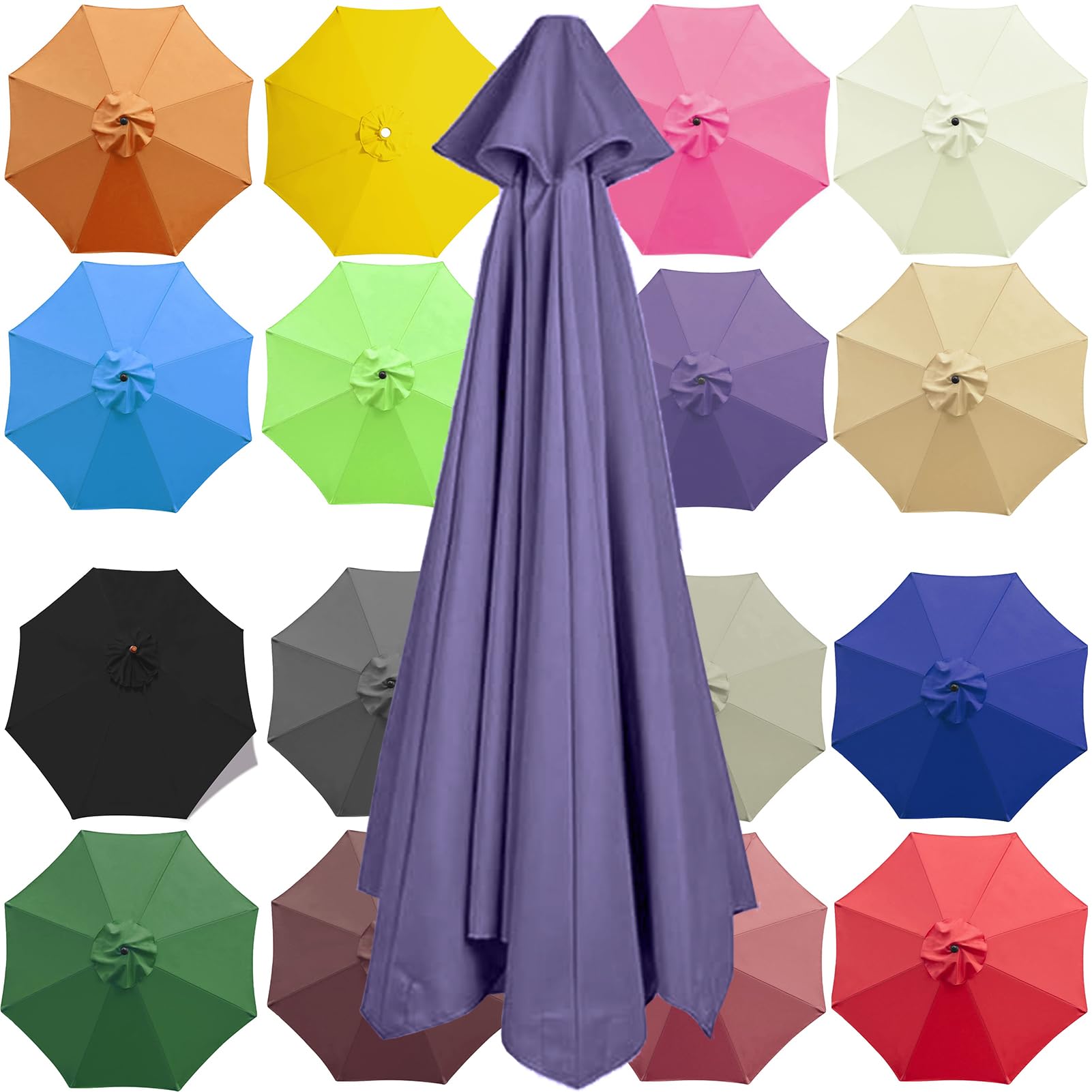 Zteiuqx 2/2.3/2.5/2.7/3/3.50m Replacement Garden Parasol Canvas 6/8 Ribs Replacement Canopy for Parasol Umbrella Replacement Cloth, Garden Umbrella Parasol, Waterproof Replacement Parasol Canopy