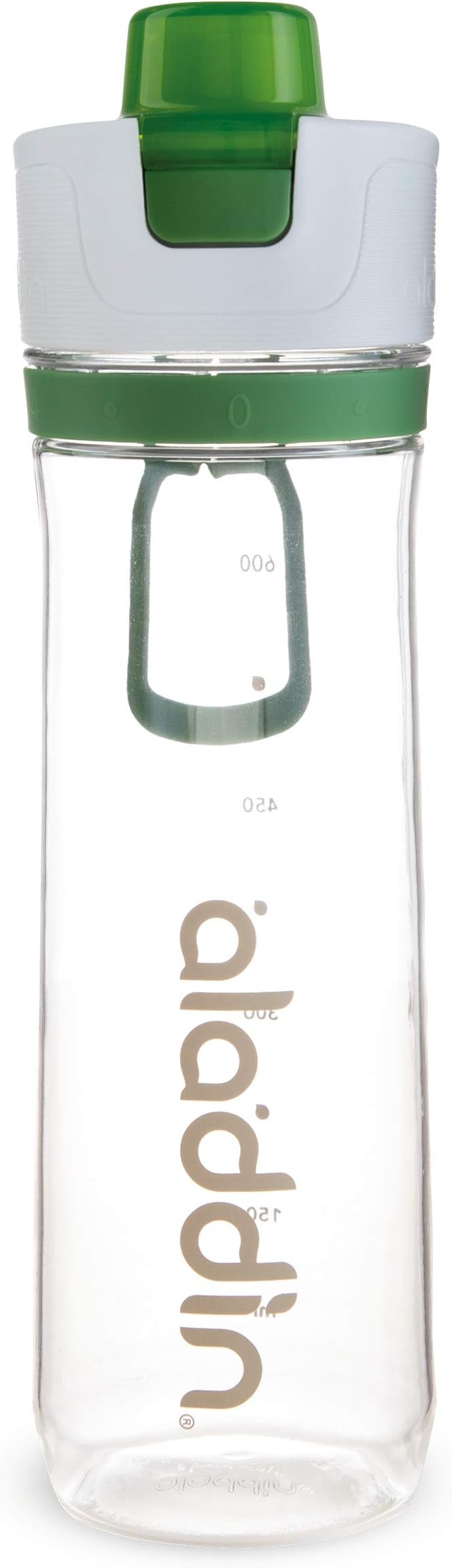 Aladdin Active Hydration Tracker Water Bottle 0.8L Green – One-Hand Push Button Leakproof Lid | Refill Tracker | BPA-Free | Smooth Drinking Spout and Lightweight Finger Loop | Dishwasher Safe