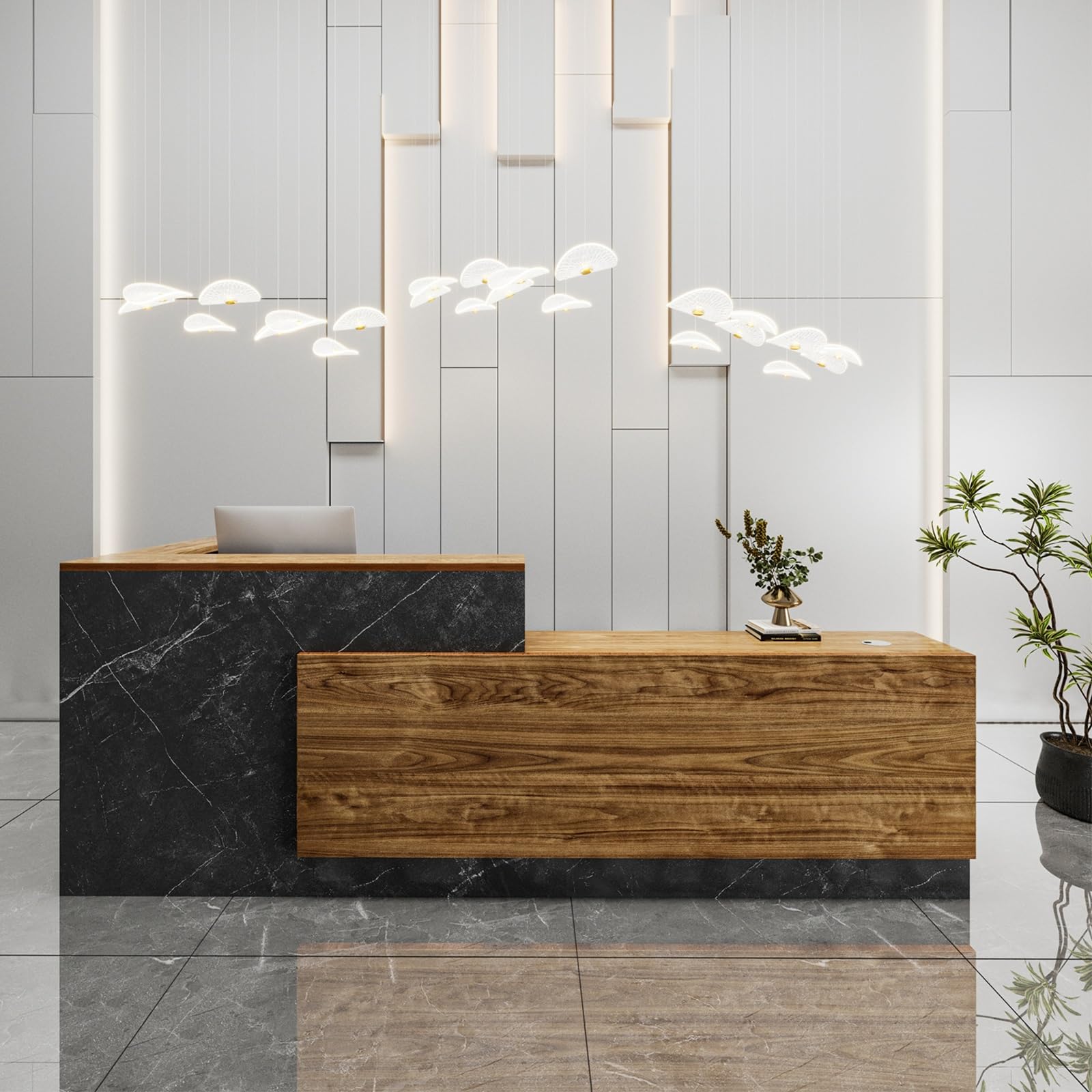 Scrivania in legno di noce Ele con Ders - Pelliccia da ufficio per saloni, hotel, negozi di abbigliamento e aziende di estetica - Design elegante al dettaglio