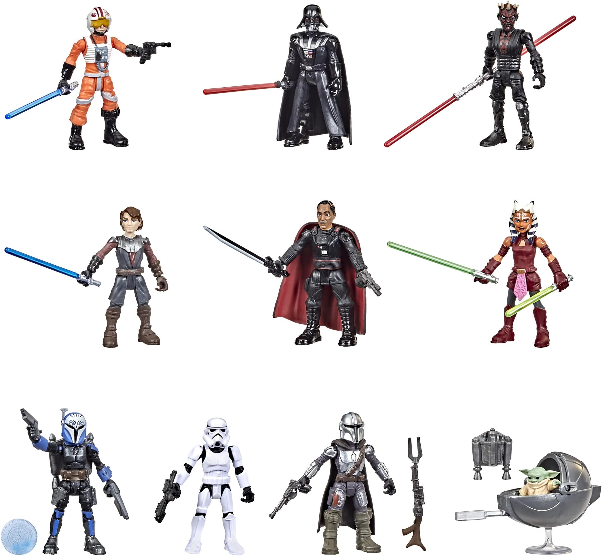 Mission Fleet 2.5-Inch-Scale Action Figure 10-Pack, 19 Accessories, with Darth Vader, Luke Skywalker and Grogu, Ages 4 and Up (Amazon Exclusive)