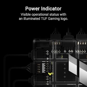 ASUS TUF Gaming ARGB PWM Fan Hub | 6 x ports for PWM case fan, ARGB control, 2 x SATA, synchronises cooling and light, magnetic mount, power indicator