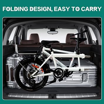 Tandem Bike, City Tandem Bicycle, 20-inch Folding Beach Cruiser Bike, 3 Seaters, 7 Speed Adjustable, Size: 82.7 x 13.8 x 43.3 inches 210 x 35 x 110 cm / 43.3 x 13.8 x 24.4 inches 110 x 35 x 62 cm,