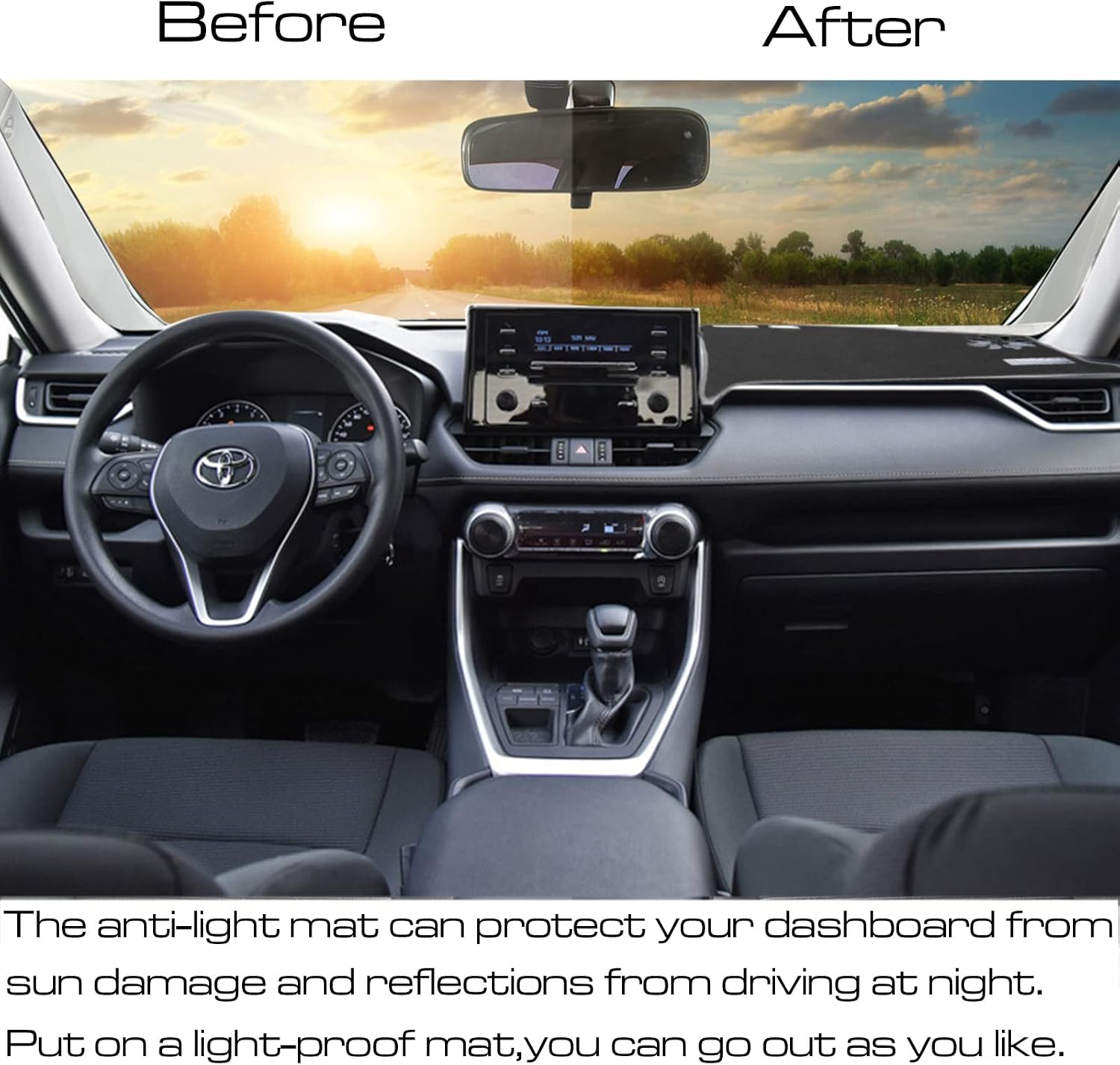 for Toyota RAV4 Accessories 2019 2020 2021 2022 2023 2024 2025 Dashboard Cover Center Console Cover Dash Mat Carpet Protector Sunshield Cover Custom Fit, Gray Surface