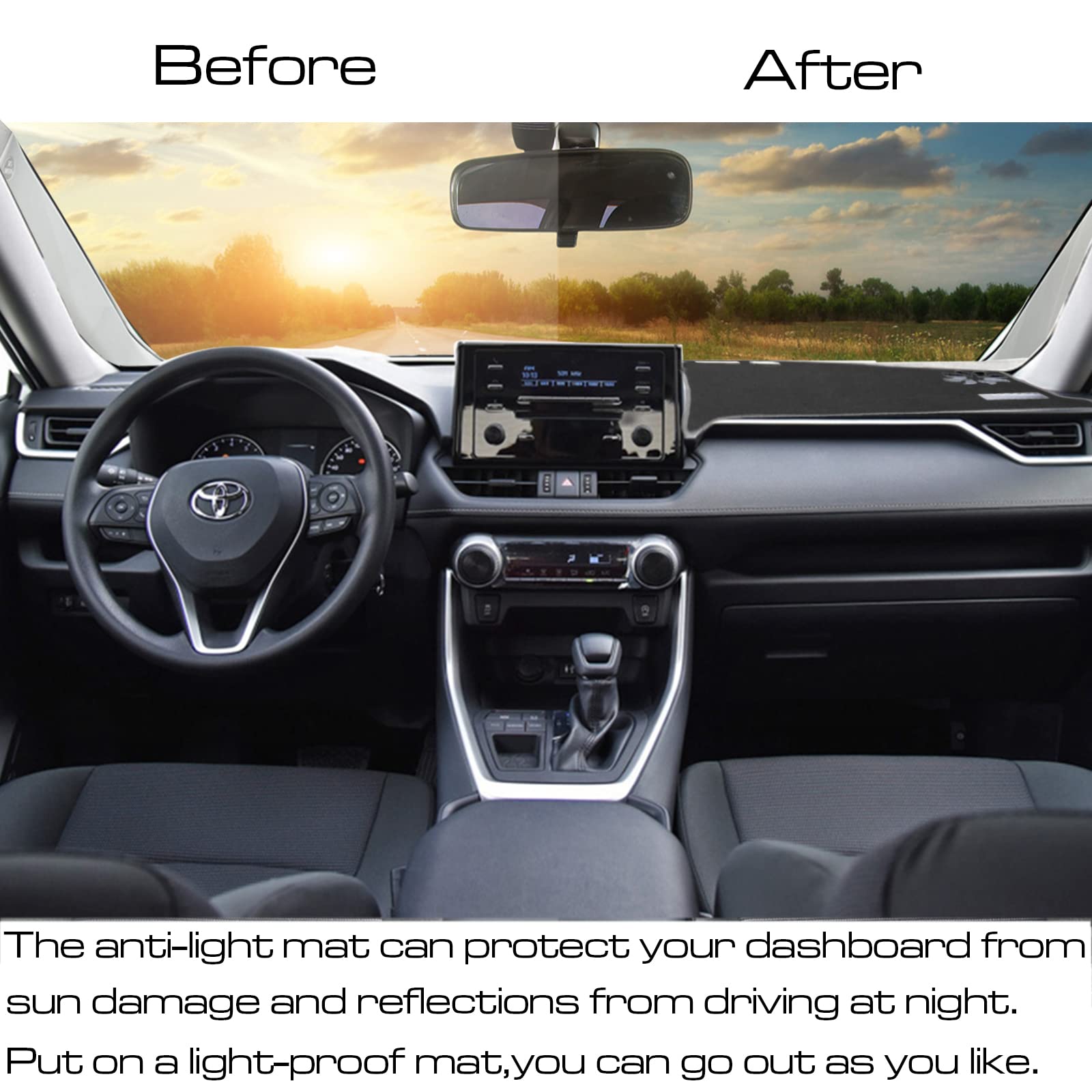 Für Toyota RAV4 Zubehör 2019 2020 2021 2022 2023 2024 2025 Armaturenbrett-Abdeckung Mittelkonsole Abdeckung Armaturenbrettmatte Teppichschutz Sonnenblende passgenaue graue Oberfläche